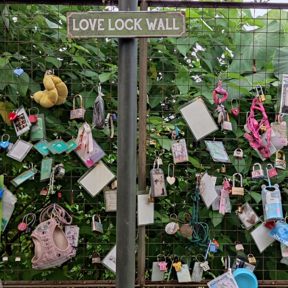 The Love Lock Wall in the garden